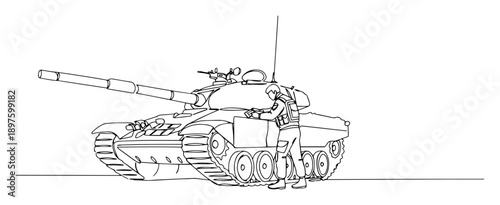 soldier performing tank maintenance vector graphic
