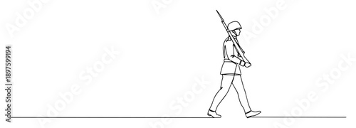ceremonial soldier on guard duty vector line