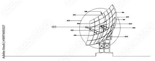 military radar antenna with directional signals – minimal outline vector