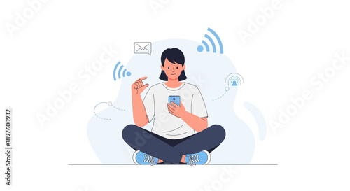 Connected Individual Enjoying Seamless Wireless Communication On Mobile Device
