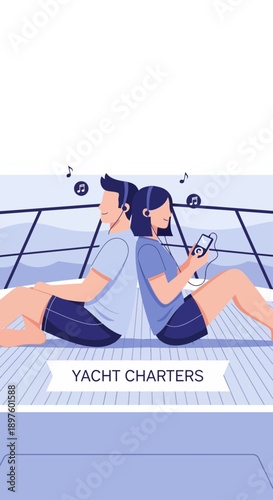Couple Enjoying Music On A Luxury Yacht Excursion Together