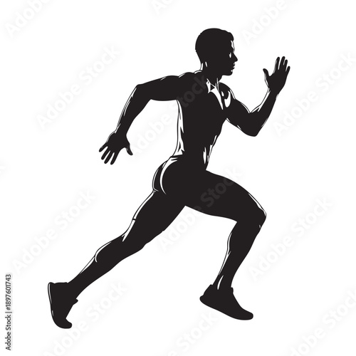 Silhouette of athlete sprinting in dynamic running pose