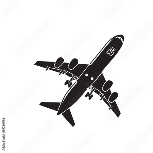 Silhouette of commercial jetliner isolated on transparent background