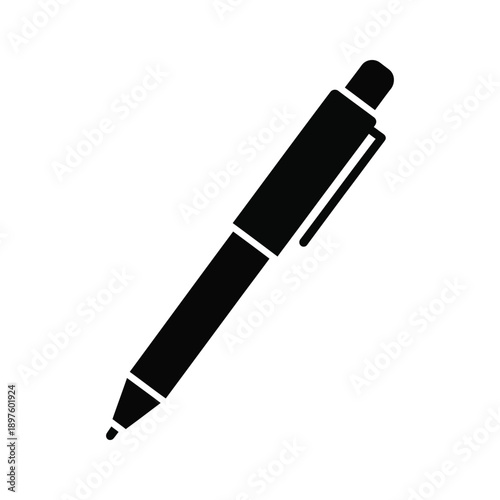 Black ballpoint pen on white background