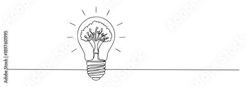 light bulb with tree inside as symbol of green energy