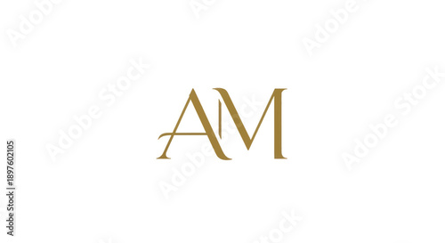 Elegant gold AM monogram logo on white background for branding and identity.
