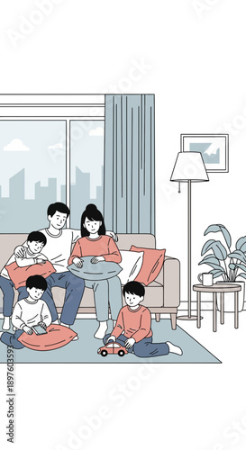 Cozy Family Gathering Relaxing Together Indoors Lifestyle