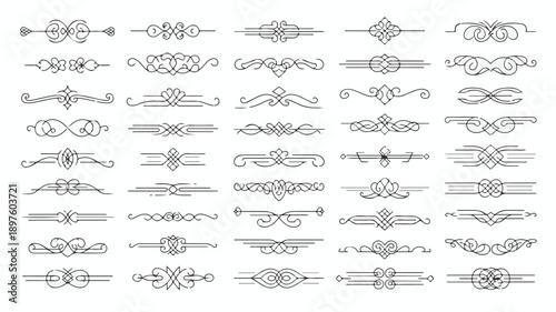 Vintage Ornamental Dividers and Calligraphic Flourishes Collection for Decorative Design