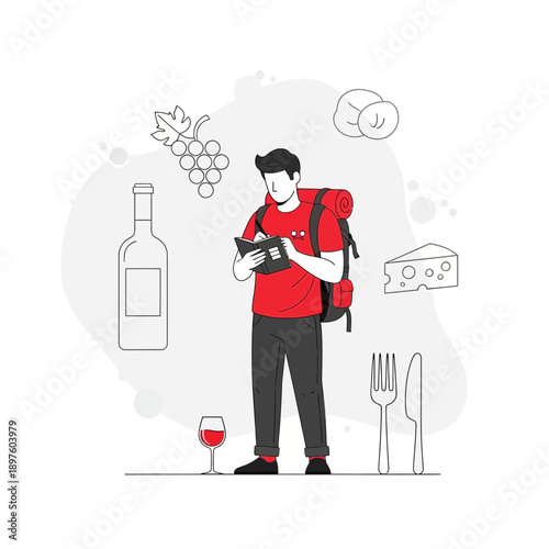 Culinary Explorer Planning Delicious Adventures With A Vintage Map And Snacks