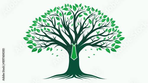 Very beautiful elegant tree silhouette on a white background representing growth and stability, created for premium minimalist t-shirt vectors.
