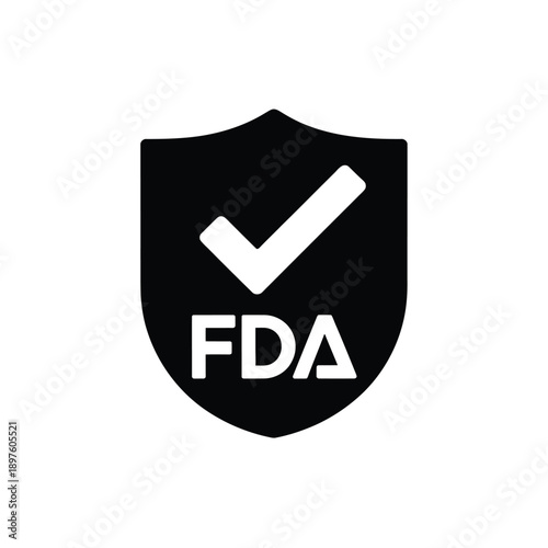 FDA approved shield icon with checkmark on white background