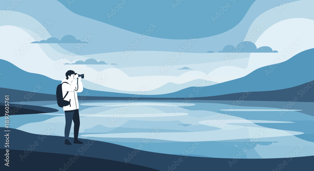 Obraz premium Discovering Serene Mountain Lake Vistas Through the Lens