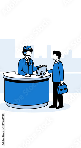 Customer Service Interaction At A Modern Reception Desk
