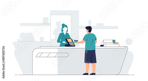 Customer Making Payment At Retail Counter Transaction