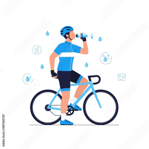 Cyclist Hydrating After Intense Training Session Enjoying Refreshing Beverage