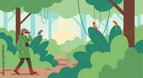 Discovering Vibrant Macaws in a Lush Jungle Landscape