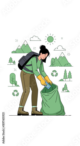 Dedicated Volunteer Cleans Up Scenic Nature Preserve During Sunny Day