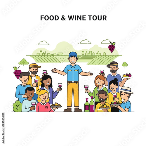Diverse Group Enjoys Culinary Delights on Scenic Vineyard Excursion Guided by Expert