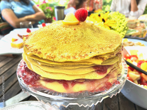 stack of pancakes with syrup