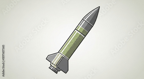 Green Missile Vector Illustration Isolated on White Background