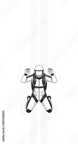 Dynamic Illustration Of A Skydiver In Mid-Air Freefall