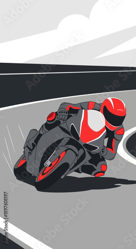 Dynamic Motorcycle Racing Action Dynamic Angle High Speed Motion Sport Motorcycle