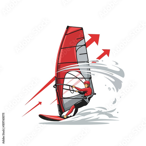 Dynamic Windsurfing Action And Speed Illustrative Graphic