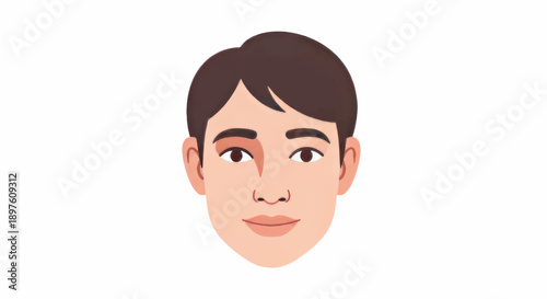Minimalist illustrated male portrait avatar with subtle smile and neutral expression.
