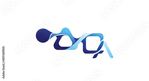 Abstract blue gradient logo featuring looping shapes and circular elements.