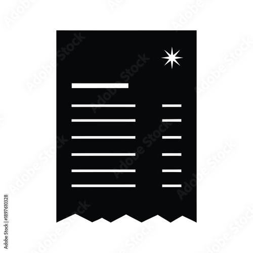 Black ticket stub with white star and lines isolated on white background