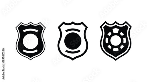 Three Black Shield with Circular Centers badge symbol