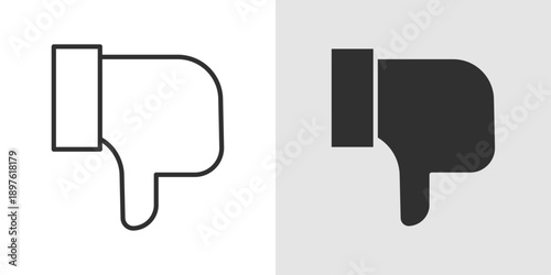 Thumbs Down Icon representing disapproval, dislike, negative feedback, and rejection.