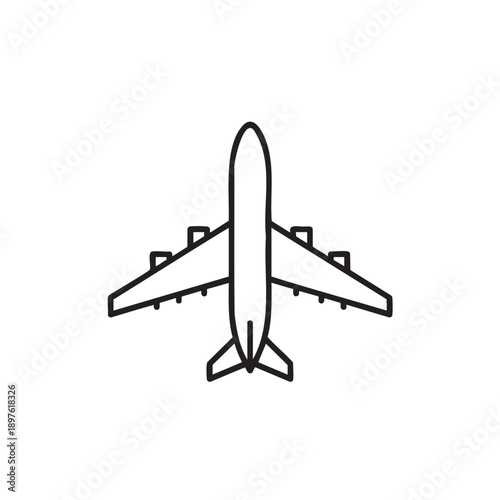 Simple airplane icon isolated on transparent background