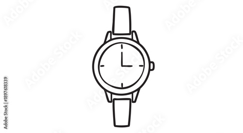 Simple analog wristwatch outline icon isolated on transparent background