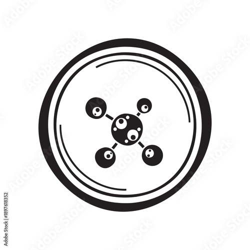 Simple atomic structure model with electrons and nucleus illustration