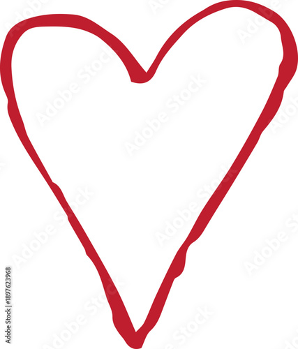 Red Minimalist Simple Hand Drawn Heart Doodle