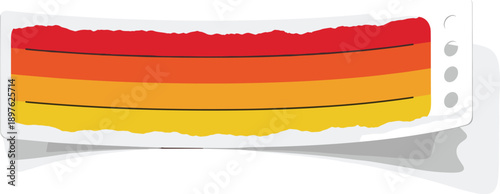 Vintage Inspired Torn Sticker Label Design with Retro Sunset Color Palette for Product Branding, Mockups, Advertising and Creative Project Presentation, Retro Aesthetic