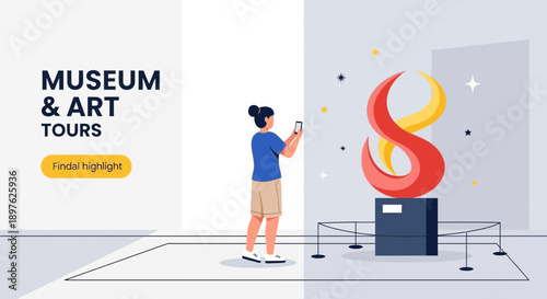 Engaging Museum Art Tour Experience With Modern Sculpture And Visitor Photography