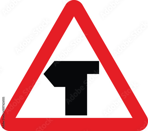 T Junction UK Traffic Sign Editable Vector