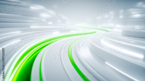 Energy Transition Flow in Curved Minimal Infrastructure Space with Copy Space (Premium 3D Illustration)