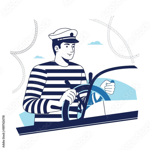 Experienced Captain Navigates Yacht With Skill and Confidence At Sea