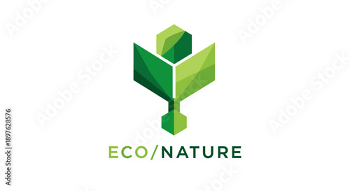 Geometric Eco-Friendly Logo Design Representing Growth And Environmental Sustainability Brand