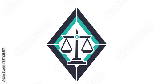 Geometric Emblem With Balance Symbol Depicts Justice, Law, And Professionalism Intrinsic Design