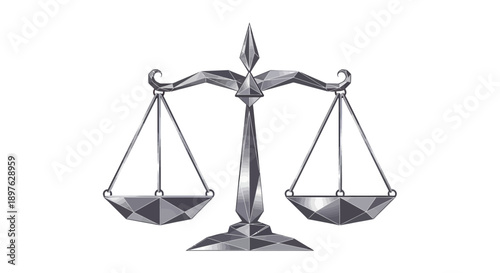 Geometric Justice Icon: A Balanced Scale Depicting Fairness and Legal Equilibrium