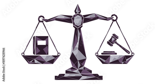 Geometric Justice Icon Depicting Law, Legislation, and Legal Proceedings Abstract Symbol