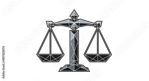 Geometric Justice Scale Illustration Depicting Balance and Fairness in Legal Matters