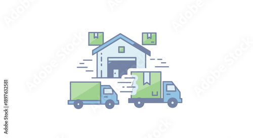 House Moving Service with Trucks and Furniture.