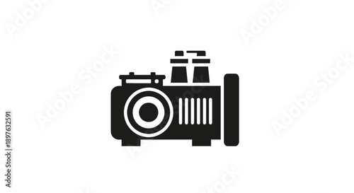 Simple black icon of a projector on a white background.