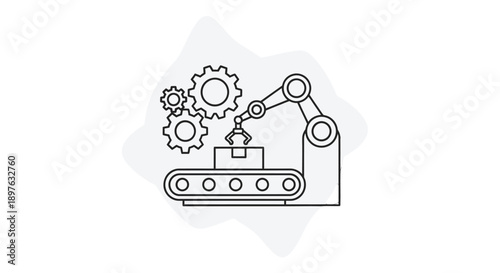 Industrial robotic arm assembling mechanical parts.