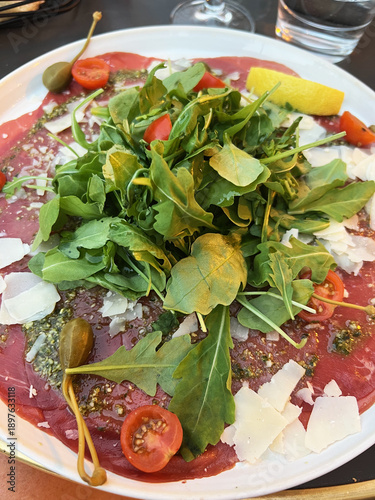 Carpaccio dish on plate 